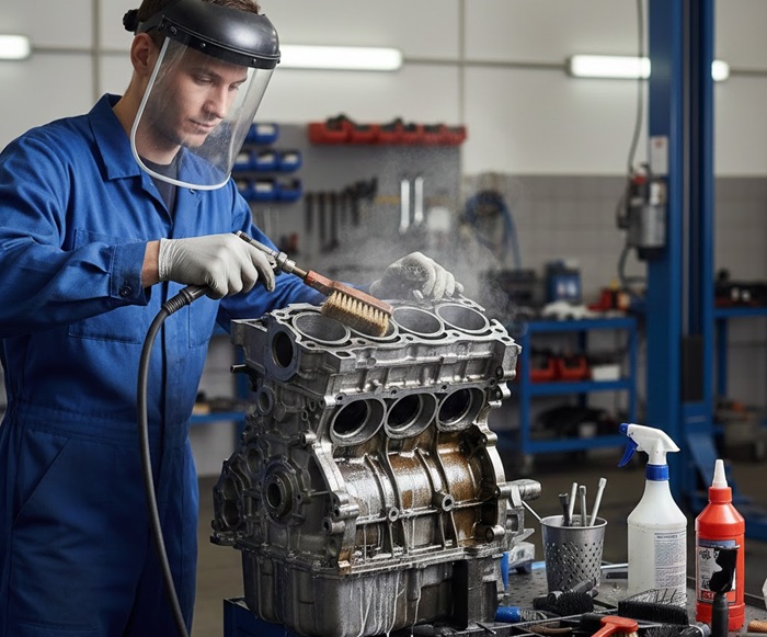 cleaning engine parts