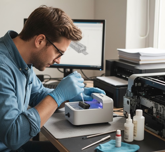 Unclogging Printheads in Ultrasonic Cleaner