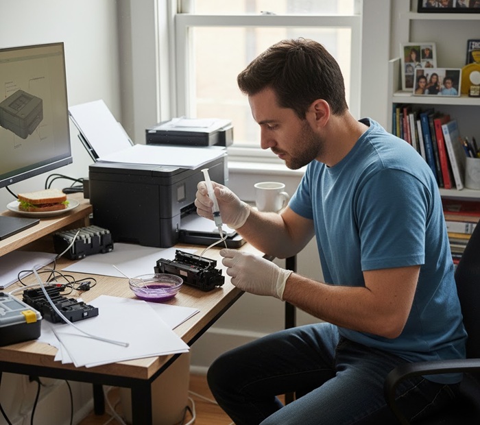 unclogging printheads manually