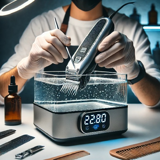 hair clipper blade cleaning in an ultrasonic machine