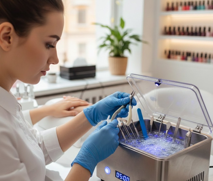 using an ultrasonic cleaner for nail tools
