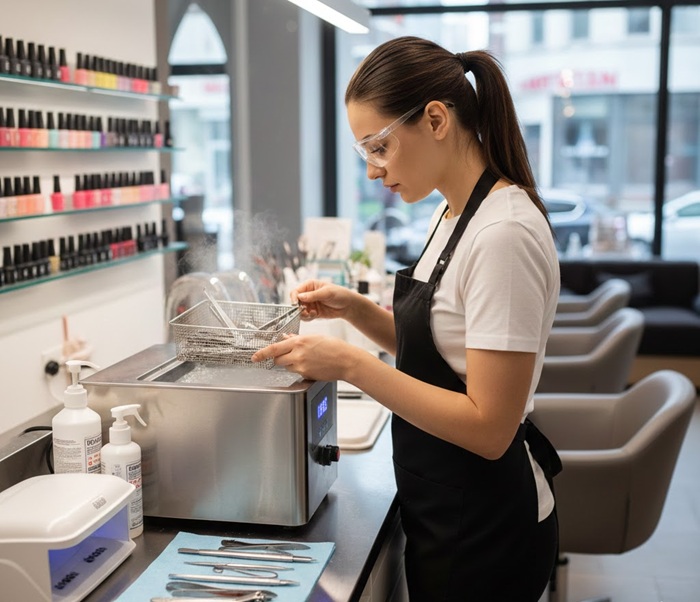 nail tool cleaning ultrasonically